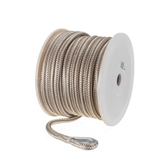 Seachoice Boat Anchor Rope, Double-Braid, Nylon, Achor Line, 1/2 In. X 150 Ft., Gold/White