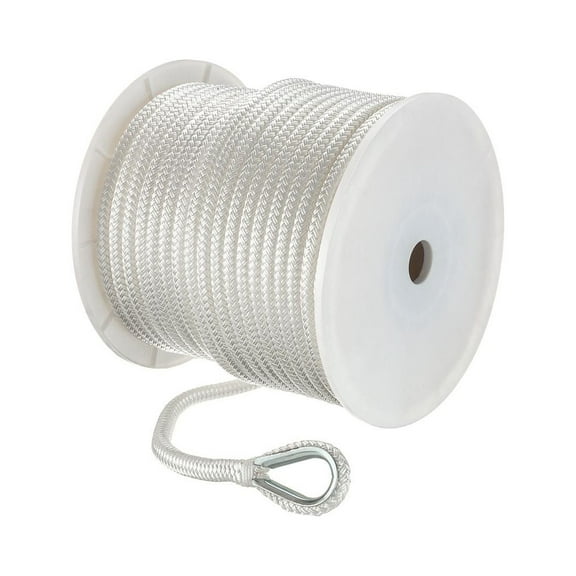 Seachoice Boat Anchor Rope, Double-Braid, Nylon, Achor Line, 1/2 In. X 200 Ft., White