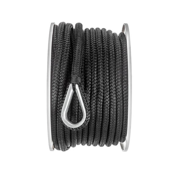 Seachoice Boat Anchor Rope, Double-Braid, Nylon, Achor Line, 3/8 In. X 100 Ft., Black