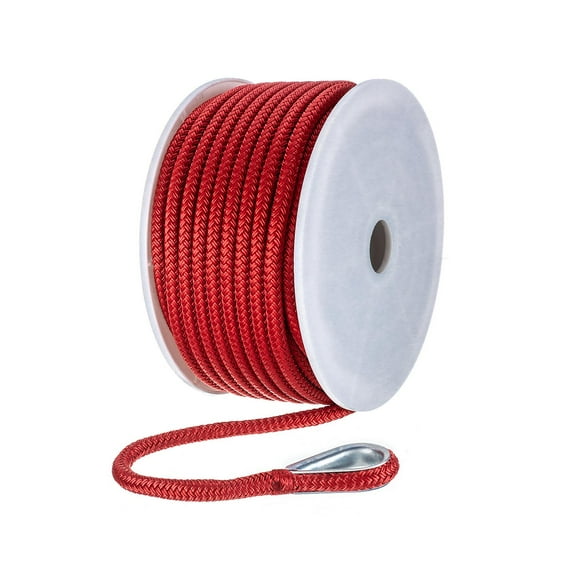 Seachoice Boat Anchor Rope, Double-Braid, Nylon, Achor Line, 3/8 In. X 100 Ft., Red