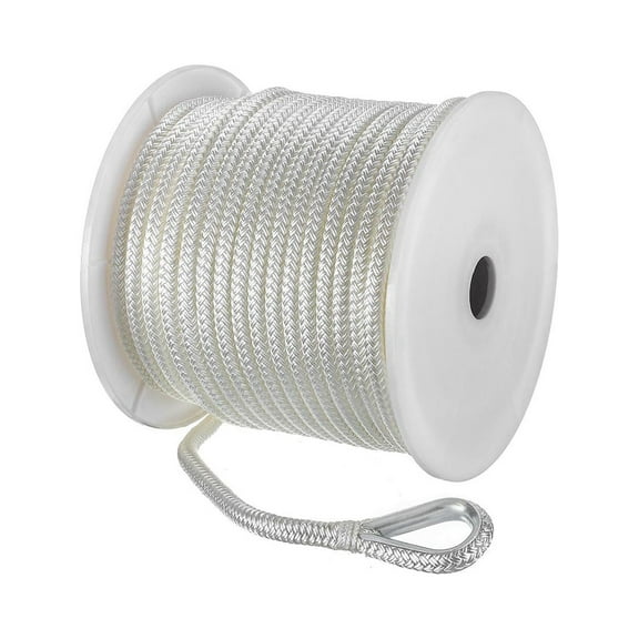 Seachoice Boat Anchor Rope, Double-Braid, Nylon, Achor Line, 3/8 In. X 150 Ft., White