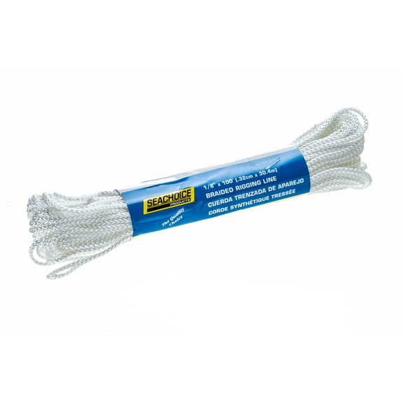 Seachoice Braided Utility Line Boat Rope, 1/8 In. X 100 Ft., White