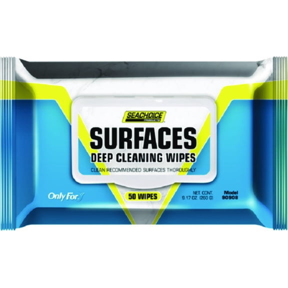Seachoice Deep Cleaning Wipes, Multi-Surface Disinfecting Cleaning Wipes, 50-Count Resealable Pack, 2-Pack Household, Car, Boat, RV, Kitchen & Office Surface Cleaner