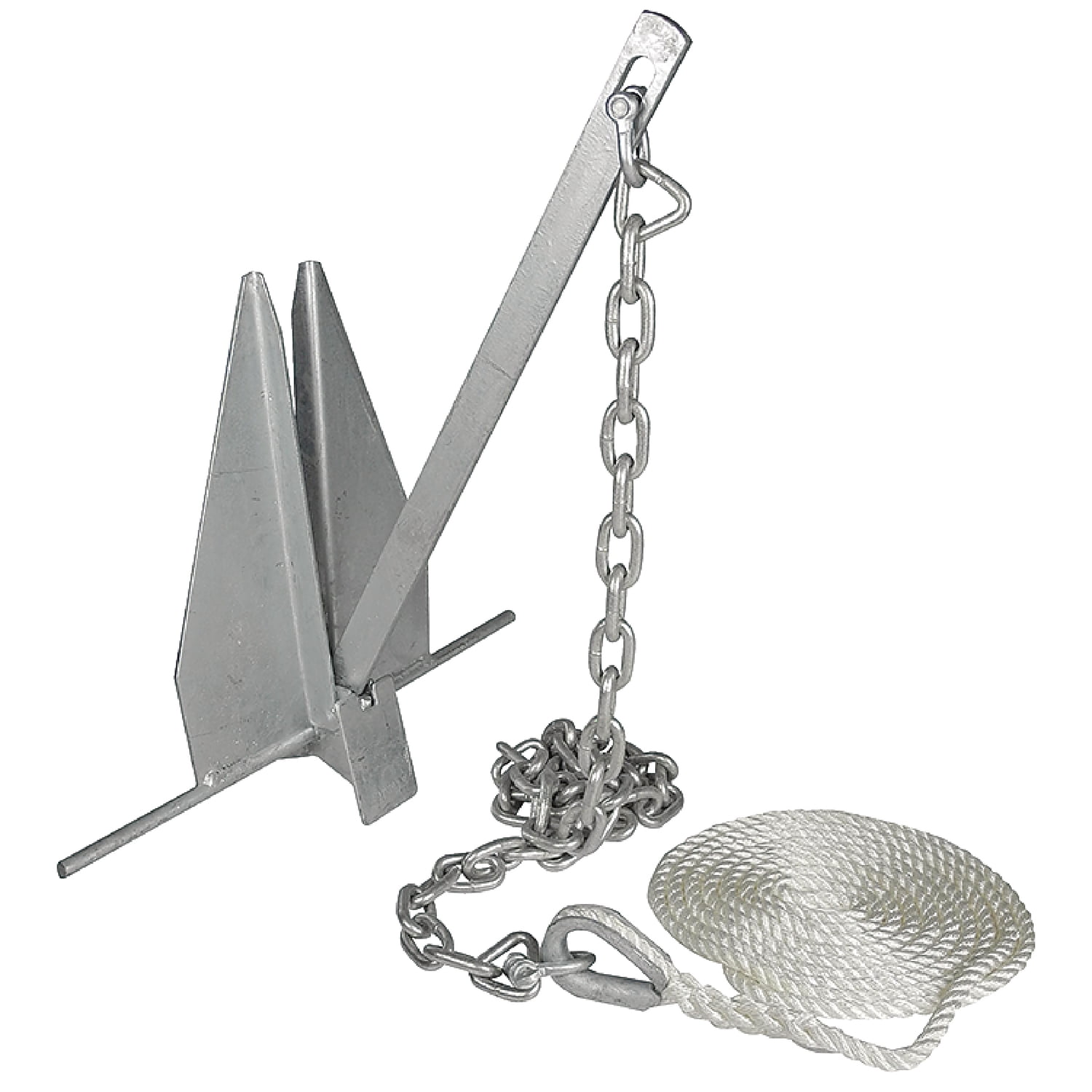 Galvanized Steel Anchor Kit with Nylon Line for Boats 17'-24'