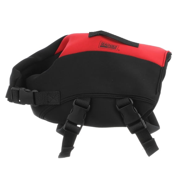 Seachoice Dog Life Vest, Adjustable Life Jacket For Dogs, w/ Grab Handle, Red and Black, Size Small, 15-20 Lbs.