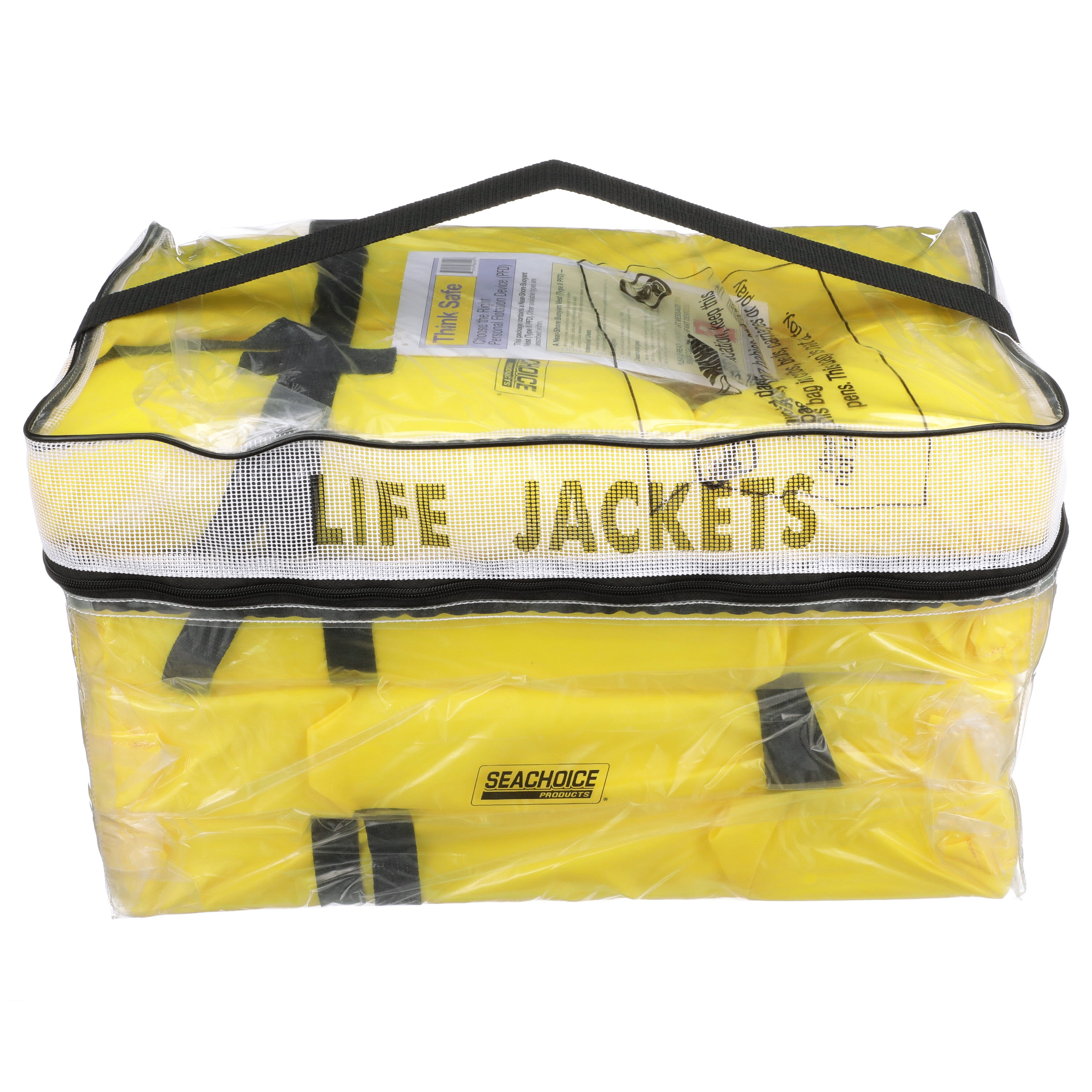 Seachoice Life Vest 4-Pack w/ Bag, Type II Personal Flotation Device, Yellow, Adult