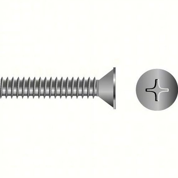Seachoice M4-.7X25 Phillips Head Flat Machine Screw, Stainless Steel, 50/Bag