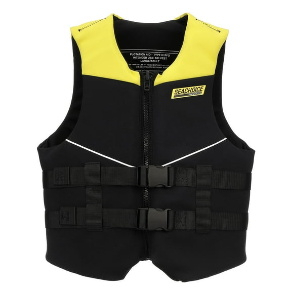 Seachoice Neoprene Multi-Sport Vest, Yellow/Black, Medium Size, Fits 36-40 In. Chest, Coast Guard Type III