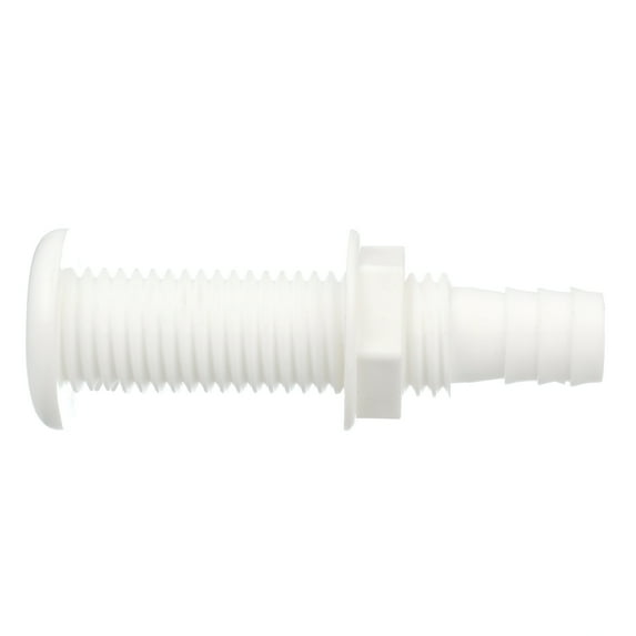 Seachoice Polypropylene Extra Long Thru-Hull Connector For 3/4 In. ID Hose, White Finish