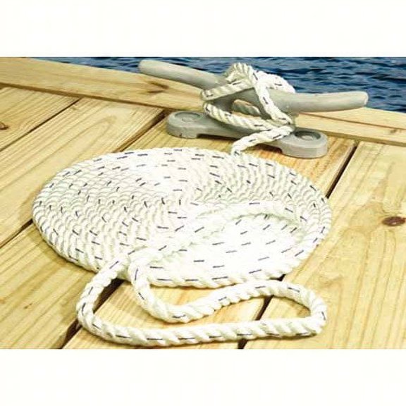 Seachoice Premium 3 Strand Twisted Nylon Dock Line - White With Blue Tracer, 47611