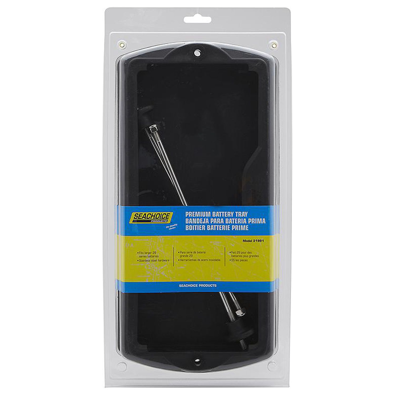 SEACHOICE Vassoio Portabatterie Premium Per Gruppo 27, Con Barre In Acciaio Inox