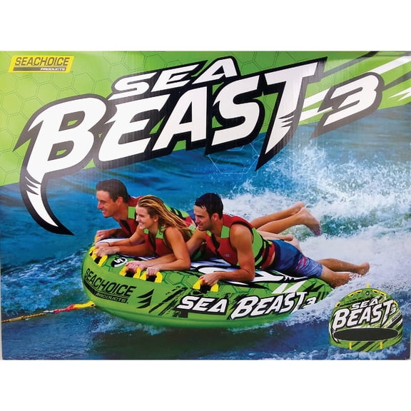 Seachoice Sea Beast 3 Deck Tube, Reinforced Towing System, For 1 to 3 Riders Up to 510 Lbs., 75 In. X 62 In.