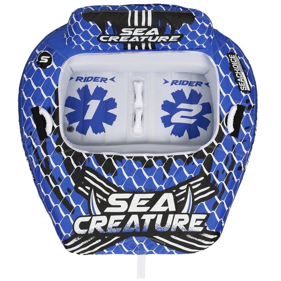 Seachoice Sea-Creature Towable Tube, Open Top Boat Tube w/ Backrests, 2 Person, 60 In. X 58 In.