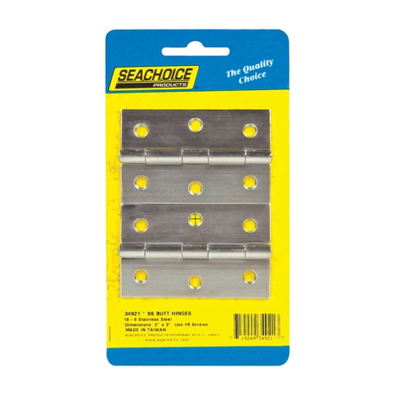 Seachoice Stainless Steel Fast Pin Type Butt Hinges, 2-pack
