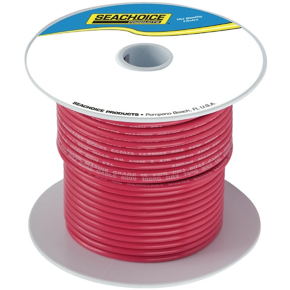 Seachoice Tinned Copper Marine Wire, 10 AWG, Red Boat Accessory