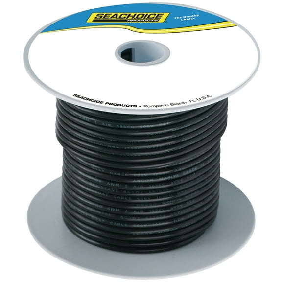 Seachoice Tinned Copper Marine Wire, 6 AWG, Black