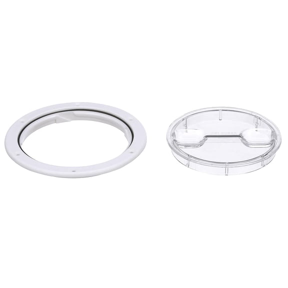 Seachoice Twist 'N' Lock Deck Plate, White w/ Clear Insert, Up to 6-1/2 In. Diameter
