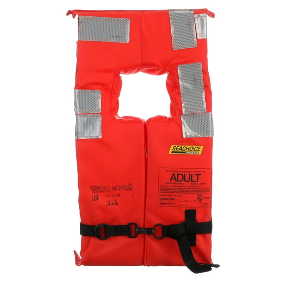 Seachoice USCG Type I Adult Life Jacket, Polyester Flouro Orange