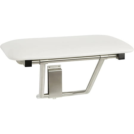Seachrome 18" x 15" Padded White Folding Wall Mount Shower Seat Bench, ADA Compliant