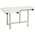 thumbnail image 1 of Seachrome 32" x 22.5" White Padded Wall Mount Folding Right-Handed Transfer Bench Shower Seat with Legs, ADA Compliant, 1 of 7