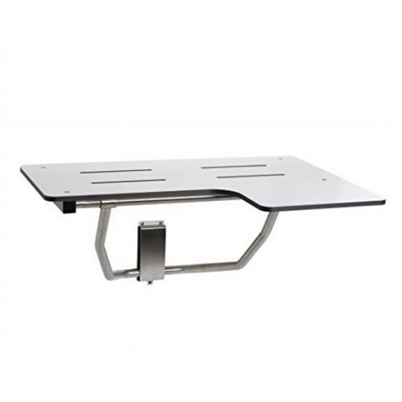 Seachrome Lift-Assist Shower Transfer Seat, Phenolic Top, L-Shape, Reversible, Wall-Mount, 32 x 22-1/2 Inches, White
