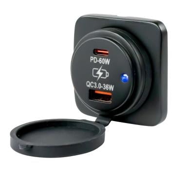 Sea-Dog 426531 USB-A/USB-C Square Surface Mount Charger 6A 8-32V