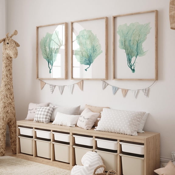 Seafan Corals Botanicals Modern Minimalist Wall Decor, Stretched Canvas