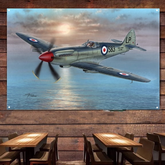 Seafire F Mk.45 Attack Aircraft Fighter Plane Poster Wall Hanging Flag - Air Force Art Banner For Military Buffs - Home Wall Decoration Painting - Best Gift for Army Fans 38" x 57"