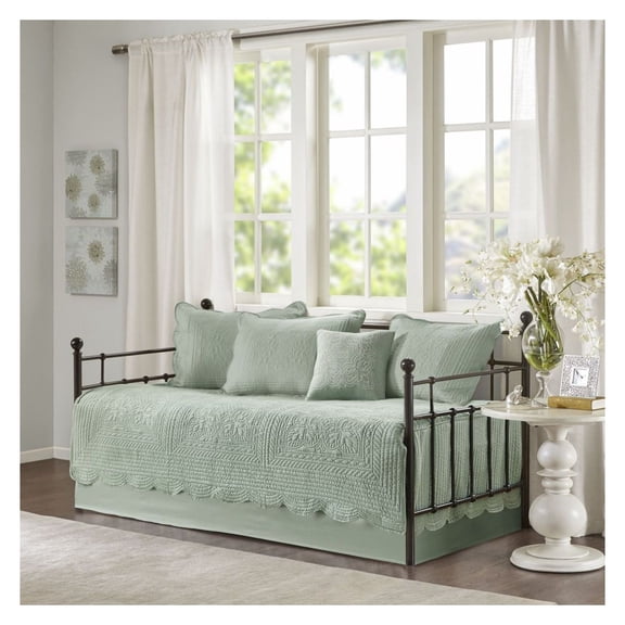 Seafoam Daybed Cover Set 6 Piece Reversible Scalloped Twin Size