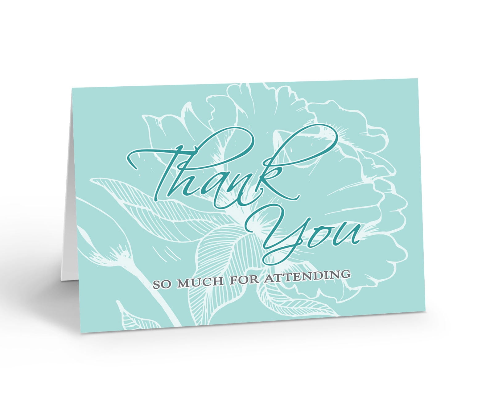 Seafoam Green Floral Thank You Note Card - 10 Note Cards with Envelopes ...