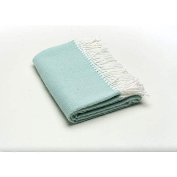 Seafoam Green Soft Acrylic Herringbone Throw Blanket
