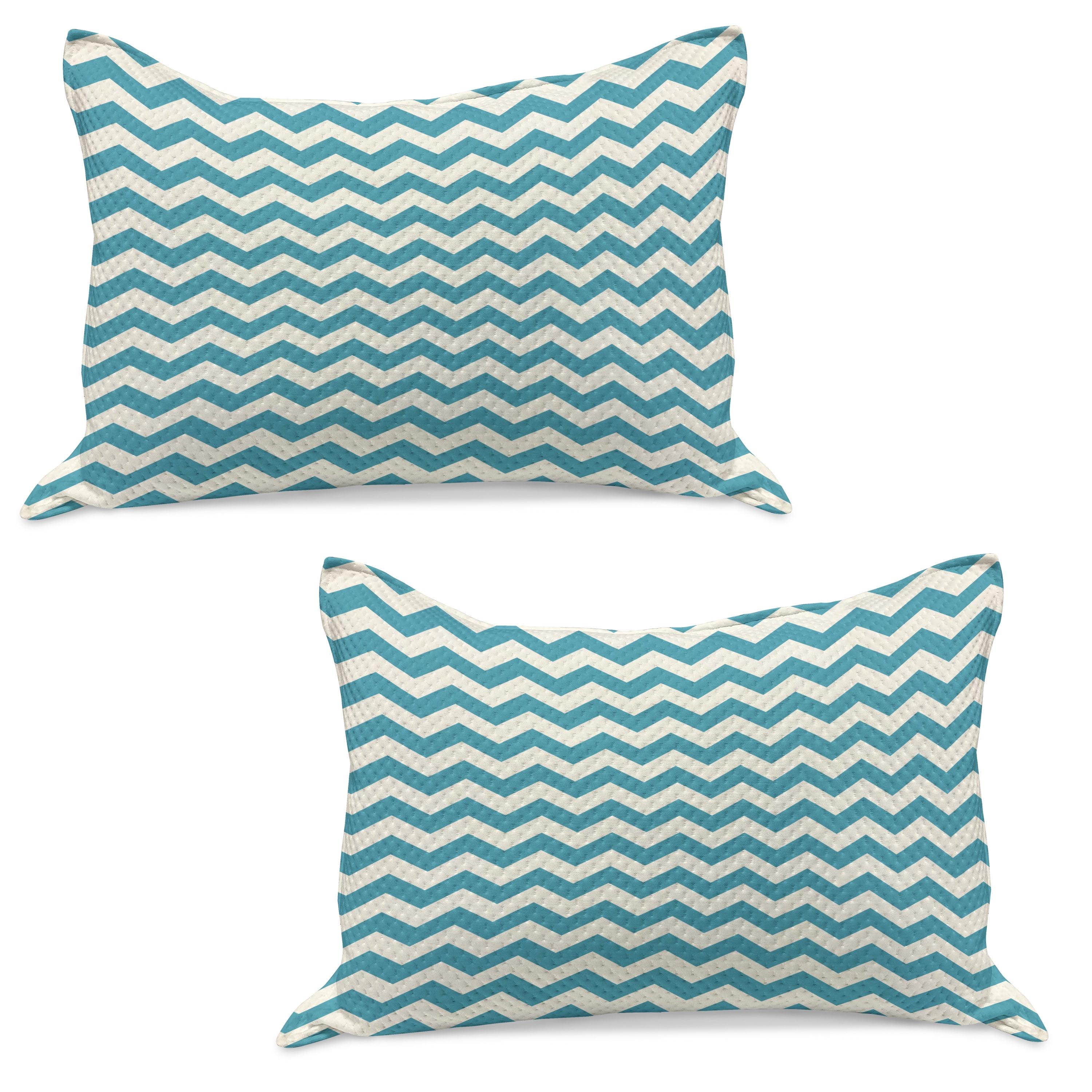 Seafoam Knitted Quilt Pillowcover Set of 2, Abstract Geometric Stripes