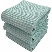 Seafoam Light Sage Aqua Mineral Green Kitchen Hand Dish Towels Oversized 28 x 18, 100% Cotton Cloth Soft Cleaning Drying Absorbent Ribbed Design, Set of 3 Multipurpose for Everyday Use
