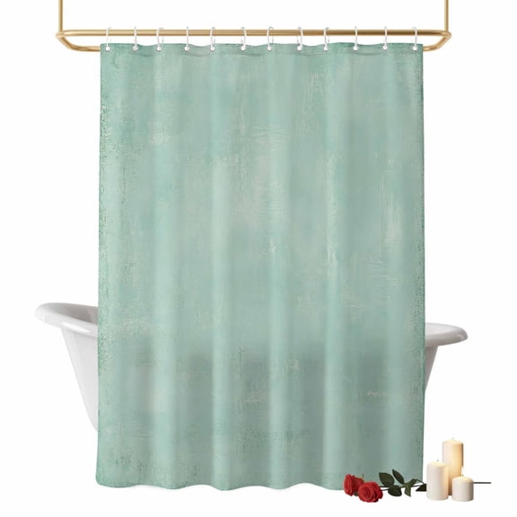 Seafoam Plaster Bathroom Shower Curtains with Hooks, Rustic Mint Green Timber Scratch Celadon Texture Waterproof Fabric Washable Shower Curtain for Home Hotel Bathtub Decor 36x72 Inch