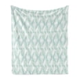 thumbnail image 1 of Seafoam Soft Flannel Fleece Blanket, Tangled Lines with Rhombus Pattern Symmetrical Geometric Composition, Cozy Plush for Indoor and Outdoor Use, 50" x 60", Pale Blue Seafoam White, by Ambesonne, 1 of 5