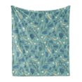 thumbnail image 1 of Seafoam Soft Flannel Fleece Throw Blanket, Hand Drawn Aquarelle with Floral Motifs Leaves Stalks Bell Flowers, Cozy Plush for Indoor and Outdoor Use, 70" x 90", Seafoam Night Blue Ivory, by Ambesonne, 1 of 5