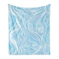 thumbnail image 1 of Seafoam Soft Flannel Fleece Throw Blanket, Stained Glass Patterned Ornamental Design Wavy Stripes Abstract Composition, Cozy Plush for Indoor and Outdoor Use, 50" x 60", Blue Pale Muave, by Ambesonne, 1 of 5