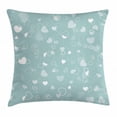 thumbnail image 1 of Seafoam Throw Pillow Cushion Cover, Romance Theme Illustration Heart Motifs on Abstract Backdrop Valentine's Day, Decorative Square Accent Pillow Case, 18 X 18 Inches, Seafoam Baby Blue, by Ambesonne, 1 of 2