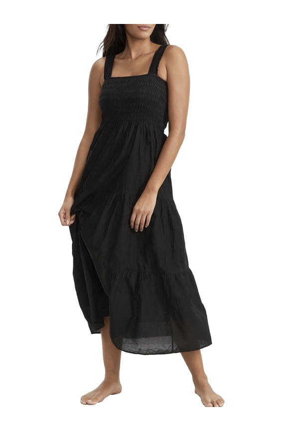 BLACK Beach House Smocked Cotton Cover-up Dress, US Medium