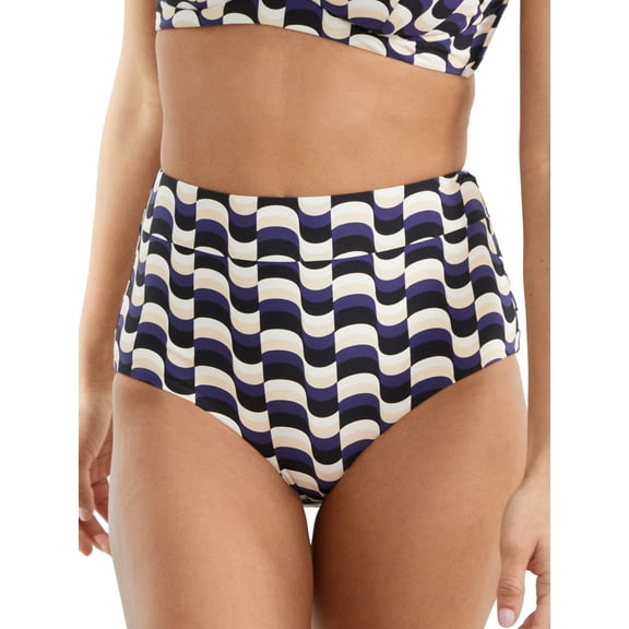 Seafolly BLACK Modern Take High-Waist Bikini Swim Bottom, US 12
