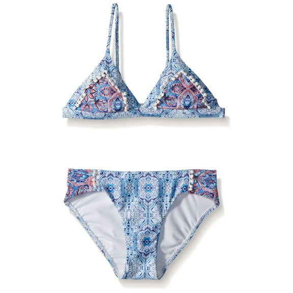 Seafolly Girls' Tri Kini Swimsuit, Rose Tile, 10