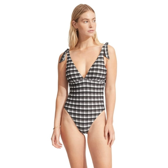 Seafolly Portofino V-Neck One-Piece Black AUS 8 (US Women's 4)