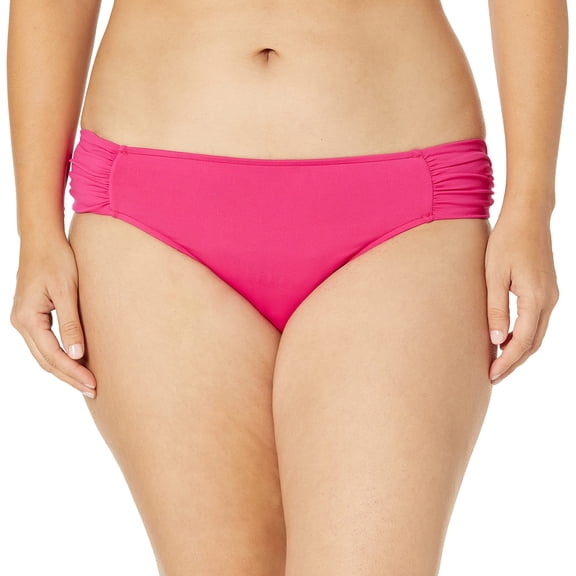 Seafolly Women's Standard Ruched Side Retro Full Coverage Bikini Bottom Swimsuit, Persian Pink, 10 US