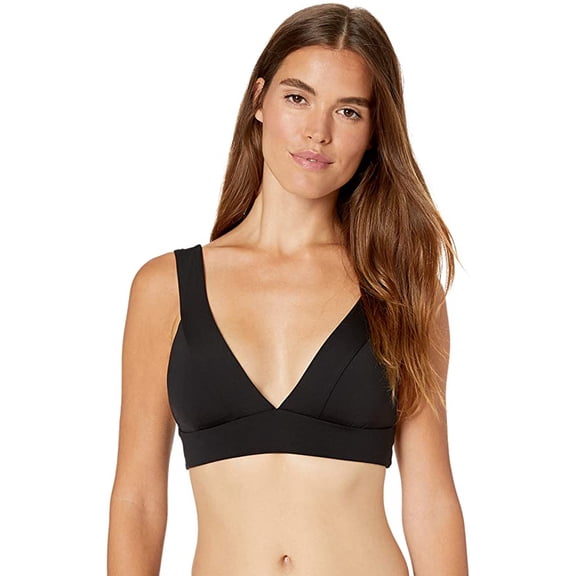 Seafolly Women's Banded Longline Triangle Bikini Top, Active Black, 2 US