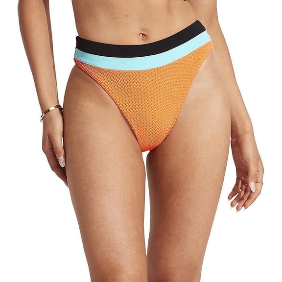 Seafolly Women's Rise Cheeky Coverage Hi Leg Bikini Bottom Swimsuit