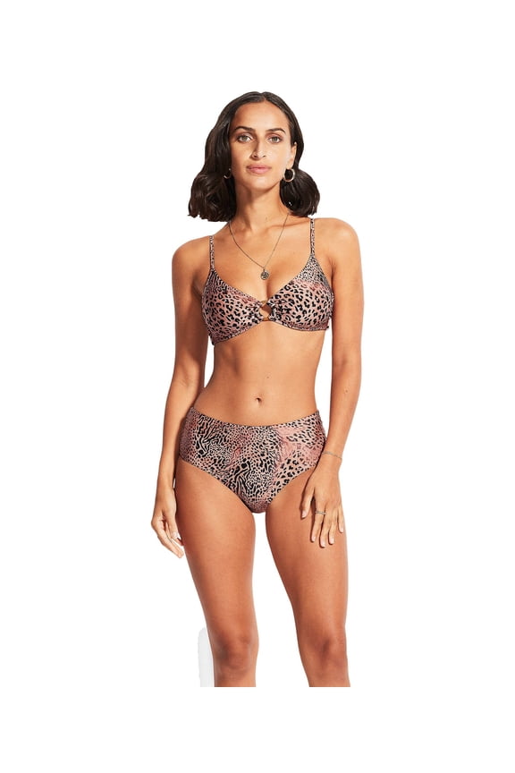 Women's Standard Mid Rise Full Coverage Bikini Bottom Swimsuit, Wild Ones Bronze, 6 US