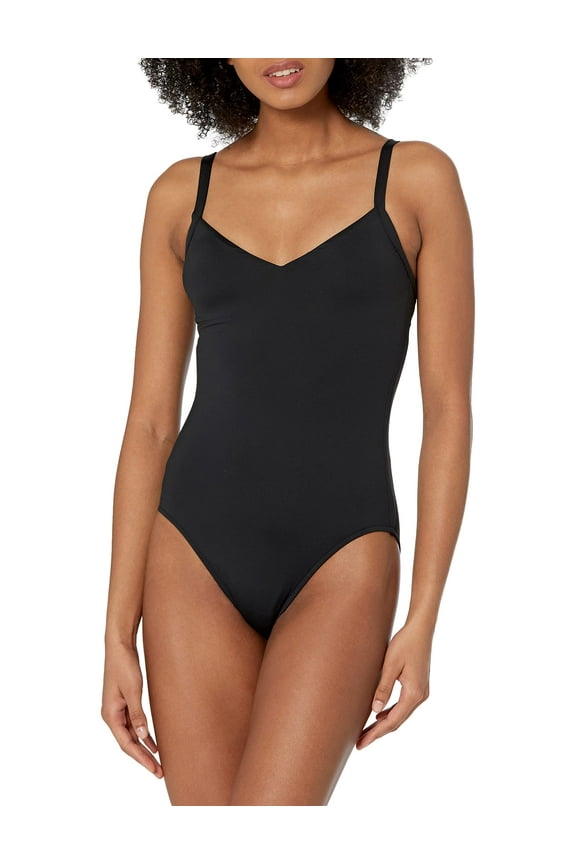 Women's Standard Sweetheart Neckline One Piece Swimsuit, Bali Hai Black, 10 US