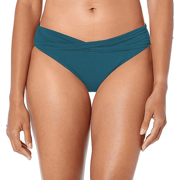 Seafolly Women's Standard Twist Band Hipster Full Coverage Bikini Bottom Swimsuit, Peacock Blue, 4 US