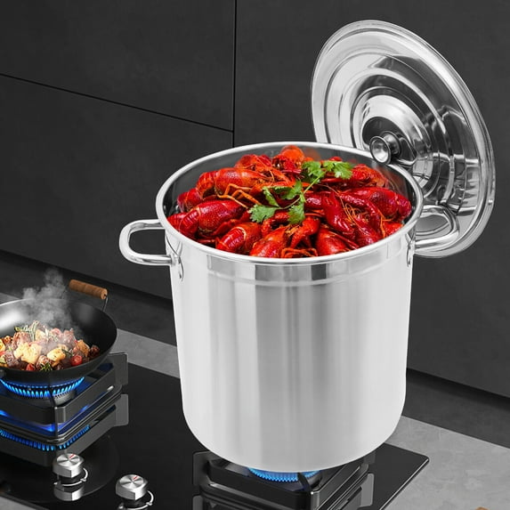 Seafood Boil Pot 37 QT Turkey Fryer with Basket & Lid Stainless Steel Crab Steam