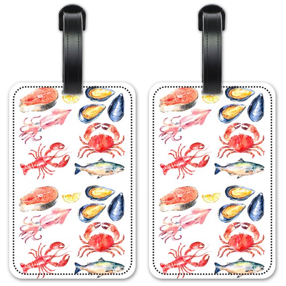 Seafood Collection - Luggage ID Tags / Suitcase Identification Cards - Set of 2
